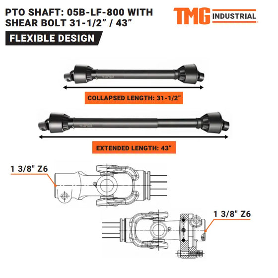 PTO Shaft For TMG-WC60/62, TMG-TSB53/61, TMG-RT135/165/175/185 TMG-Parts