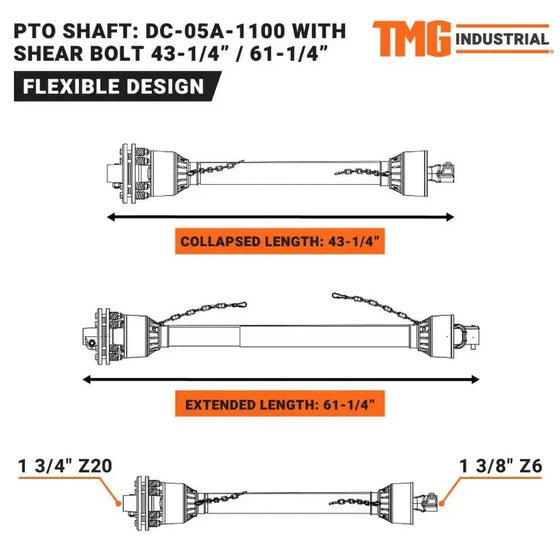 TMG-DC-05A-1100 PTO Shaft for TMG-TRC65