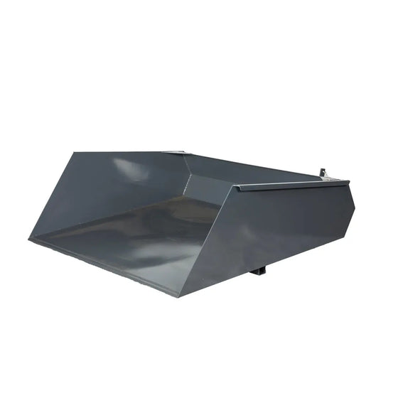 TMG-FSB64 Forklift Snow Bucket, 64” x 55” capacity with 90° dump angle and beveled edge design for efficient snow and material handling