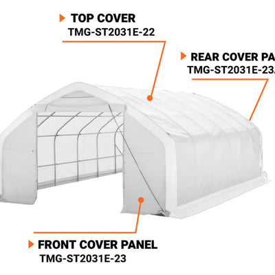 TMG-ST2031V-23 Front end wall cover with door (17oz white PVC tarp)