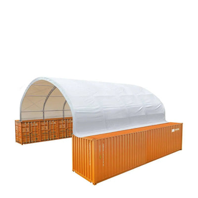 TMG Industrial 40' x 40' Dual Truss Container Shelter with Heavy Duty 21 oz PVC Cover, TMG-DT4041C (Previously DT4040C)
