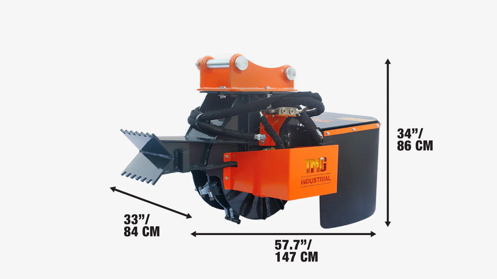 470 mm (18″) Excavator Stump Grinder Attachment, 3 - 7 ton Excavators and Backhoes, TMG‑ESG18-specifications-image