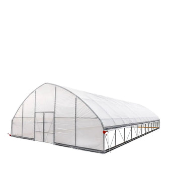 TMG Industrial 30’ x 50’ Tunnel Greenhouse Grow Tent w/6 Mil Clear EVA Plastic Film, Cold Frame, Hand Crank Roll-Up Sides, Peak Ceiling Roof, TMG-GH3050