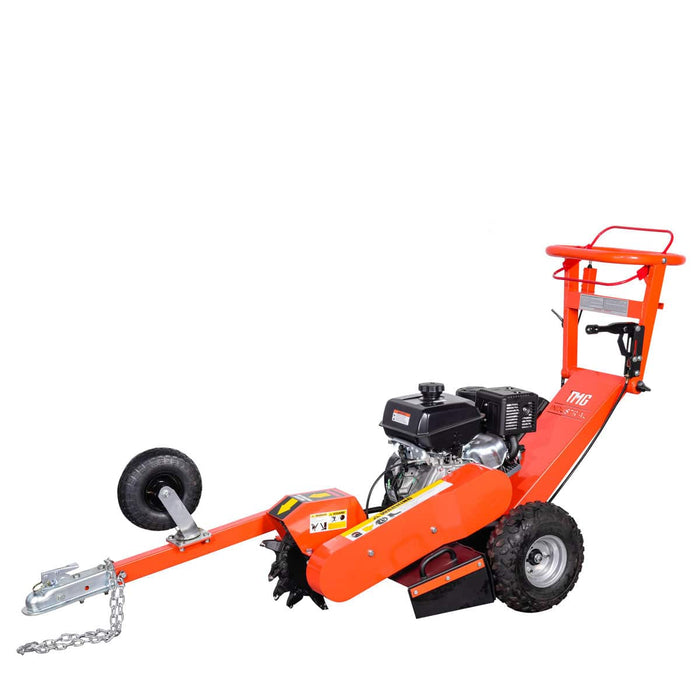 TMG Industrial Walk Behind Kohler Powered Stump Grinder, ATV/UTV Tow Bar, 12 Carbide Teeth, 24β Cutting Capacity, 14 HP Gasoline Engine, TMG-GSG12