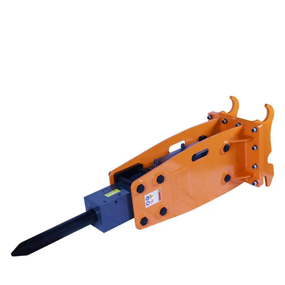 TMG Industrial 4-7 Ton Excavator/Backhoe Hydraulic Breaker, Quick Change (Q/C) Lugging, 2-3/4” Moil Point Chisel, 600 J Impact Energy, TMG-HB70Q