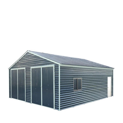 TMG Industrial 26’ x 30’ Metal Garage Shed with 9’ High Double Front Doors, 14’ Peak Height, Side Entry Door, 780 Sq-Ft Floor Space, TMG-MS2630