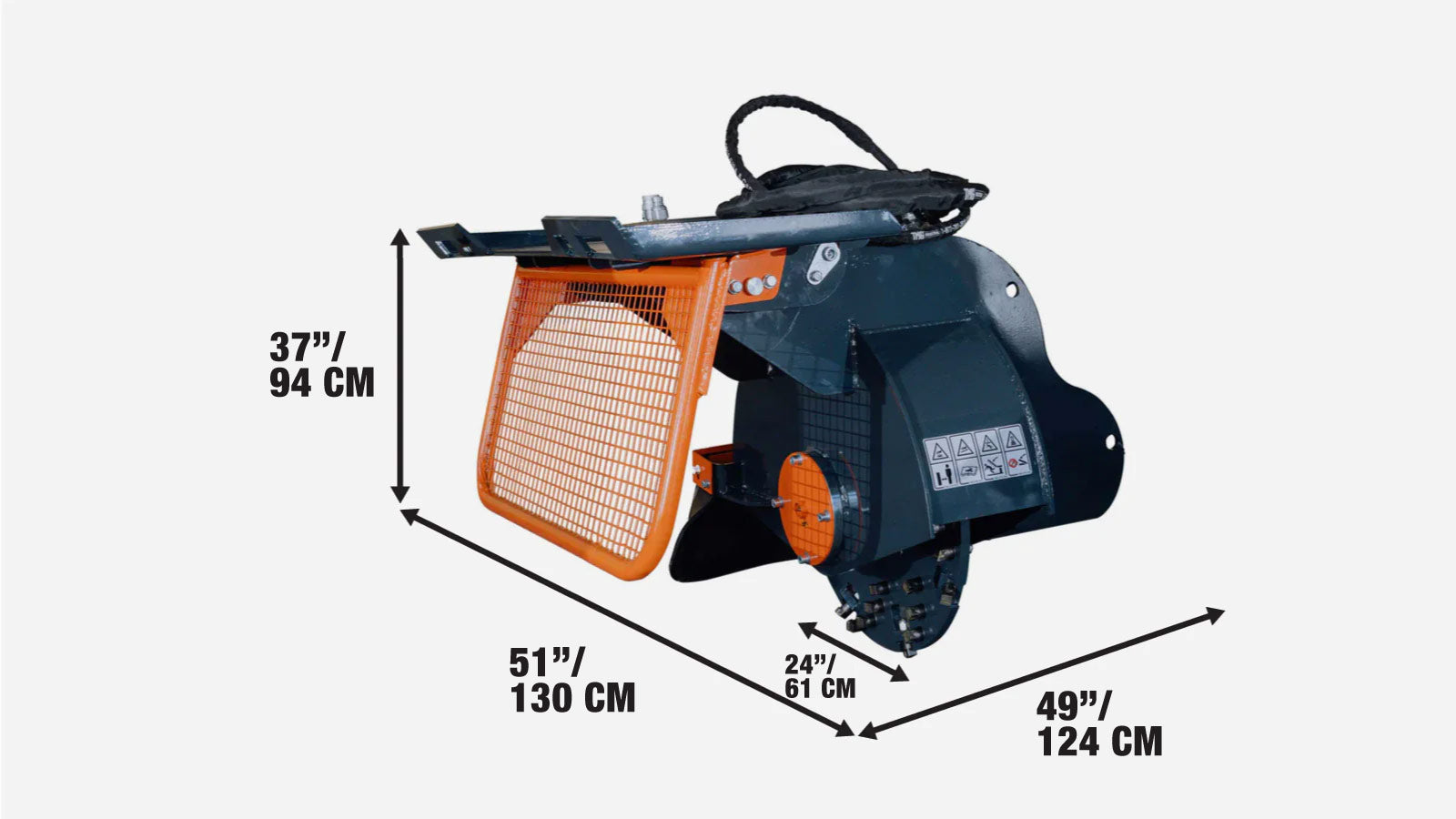 Skid Steer Stump Grinder, 610 mm (24″) Rotor Size, 180 mm (7″) Cutting Below Ground, TMG-SSG25-specifications-image