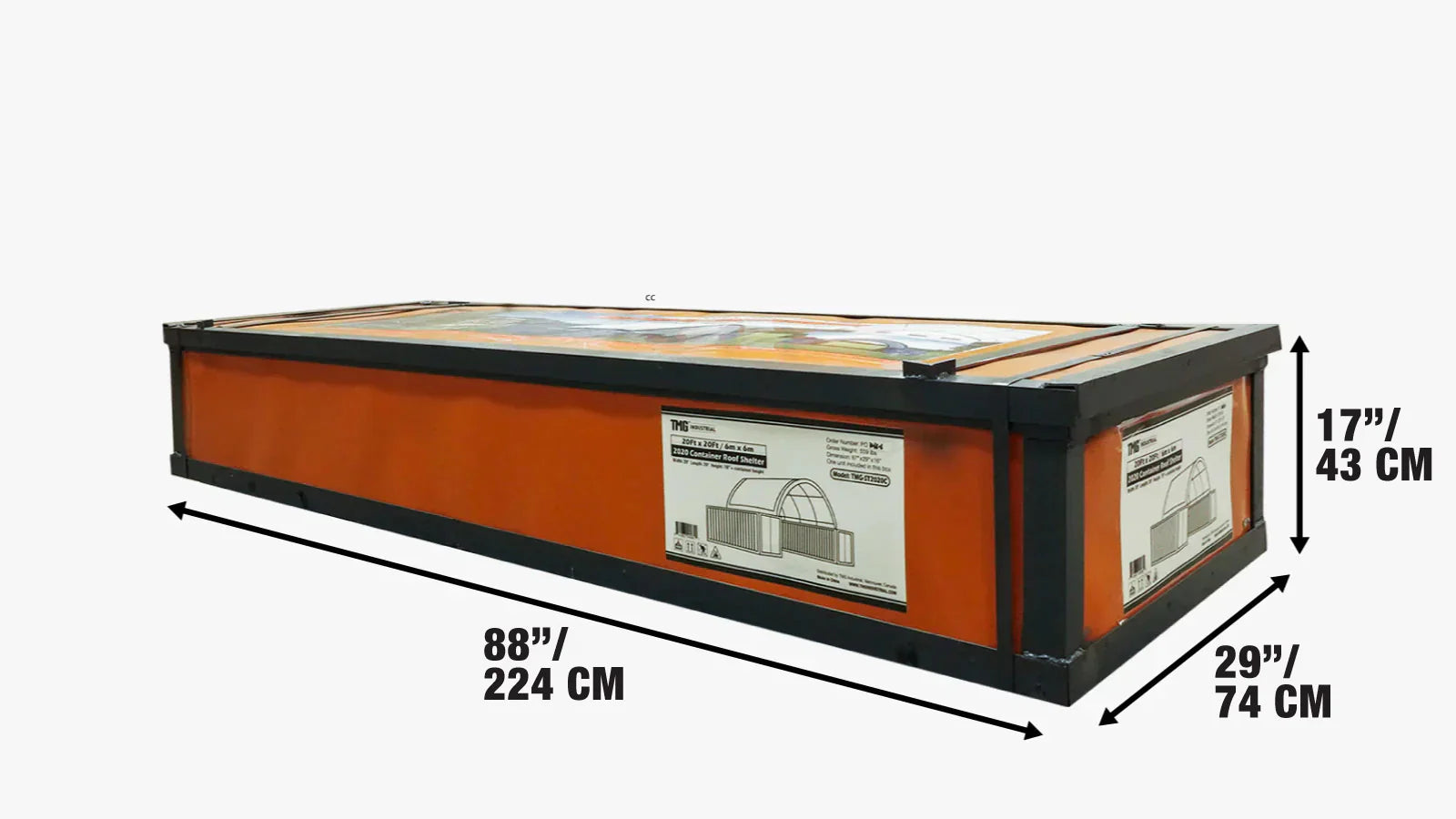 6 x 6m Container Shelter, 380 gsm Fire Retardant PE Fabric, Water Resistant, UV Protected, TMG-ST2021CE-shipping-info-image