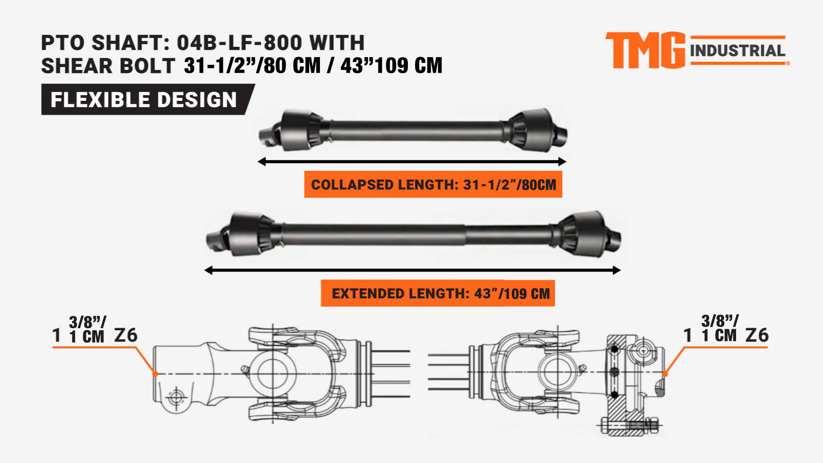 Sub-Compact PTO Woodchipper, 10 cm (4″) Chipping Capacity, 3-Point Hitch, 540 RPM PTO Shaft, TMG-WC42 -specifications-image