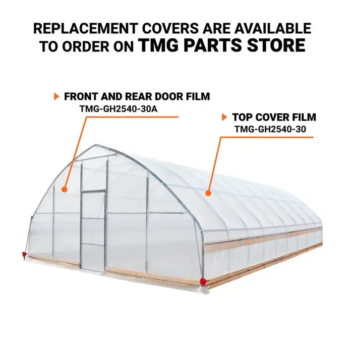7.6 m x 12.2 m (25' x 40') Tunnel Greenhouse Grow Tent w/0.15 mm (6 Mil) Clear EVA Plastic Film, Cold Frame, Hand Crank Roll-Up Sides, Peak Ceiling Roof, TMG-GH2540-V2 (Previously GH2540) TMG Industrial Australia
