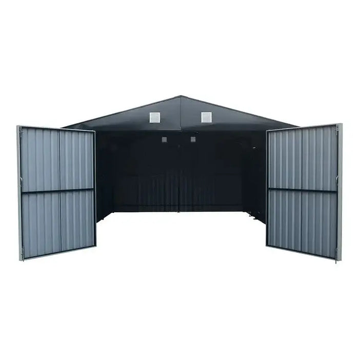 Pro Series 4 x 6 m Metal Garage Shed with Double Front Doors and Side Entry Door, 2.6 m Peak Height TMG-MS1320B TMG Industrial Australia