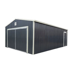 5 m × 7 m (16' × 24') Metal Garage Shed with Swing Front & Side Doors, 3.2 m (10'6