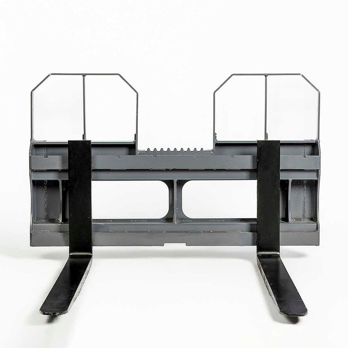 42" pallet fork for skid steer with heavy-duty Class II forks, 4,200 lbs capacity, and wide guard, TMG-SPF42