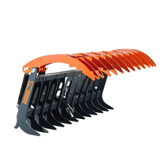 Skid Steer Skeleton Root Rake Grapple, 1180 kg Grapple Capacity, Twin Cylinders TMG-SRR72