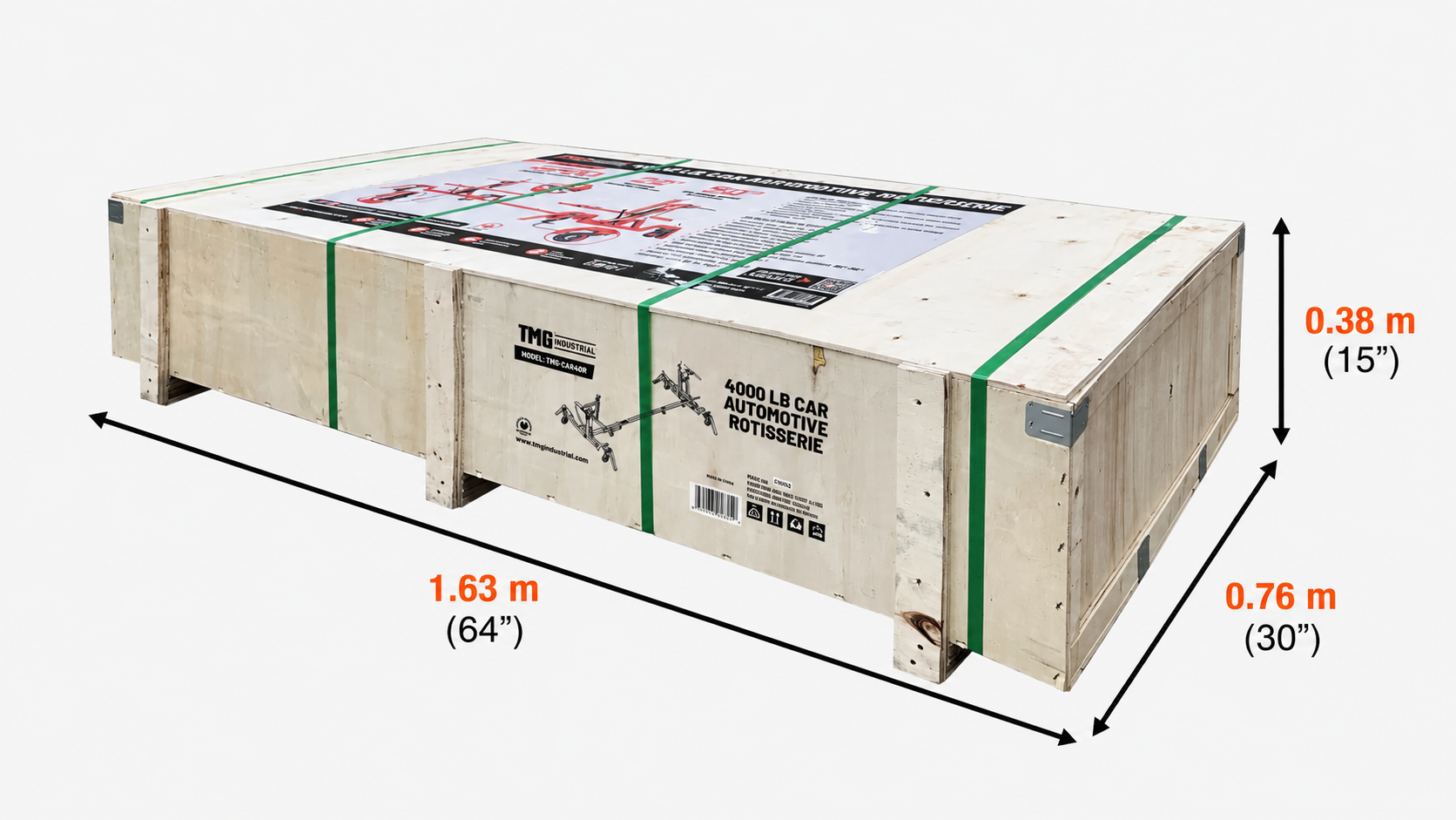1814 kg Car Automotive Rotisserie, Dual Hydraulic Cylinders, 203 mm Locking Casters, 6.7 m Working Length, TMG-ALR40-shipping-info-image