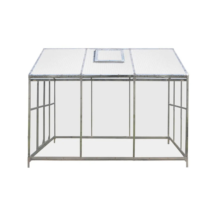 8' x 10' Greenhouse with Galvanized Steel Frame, Polycarbonate Twin-Wall Roof and Crystal-Clear Solid Walls