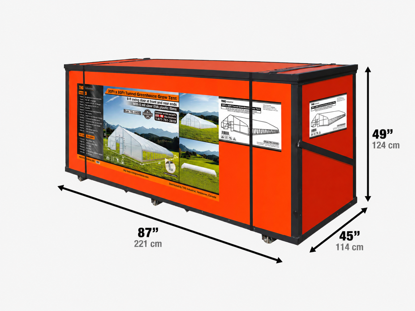 9 x 25 m Commercial Tunnel Greenhouse with 6 Mil Clear Poly Covers and Roll-Up Sides, TMG-GH3080-V2 (Previously GH3080)-shipping-info-image