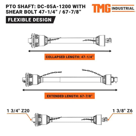 TMG-DC-05A-1200 PTO Shaft for TMG-TRC75