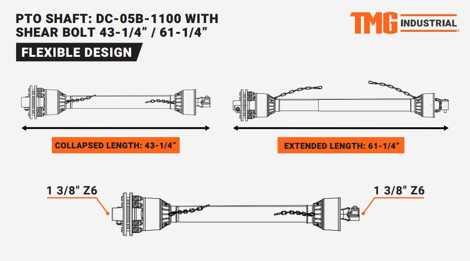 TMG-DC-05B-1100 PTO Shaft for TMG-TRC60