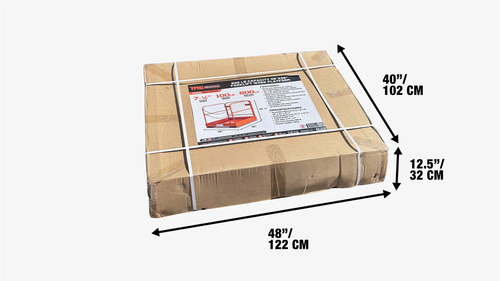 Forklift Work Platform 914 x 914 mm, 363 kg Capacity, Foldable Safety Cage with Hand Rails and Non-Slip Floor, TMG-FWP08-shipping-info-image