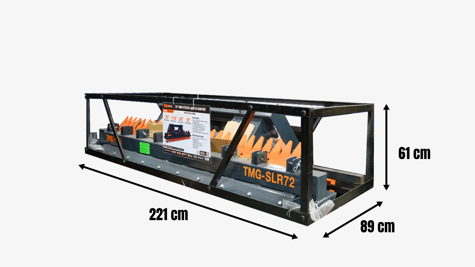 1830mm Skid Steer Land Ripper w/Rake Comb, Universal Mount TMG-SLR72-shipping-info-image