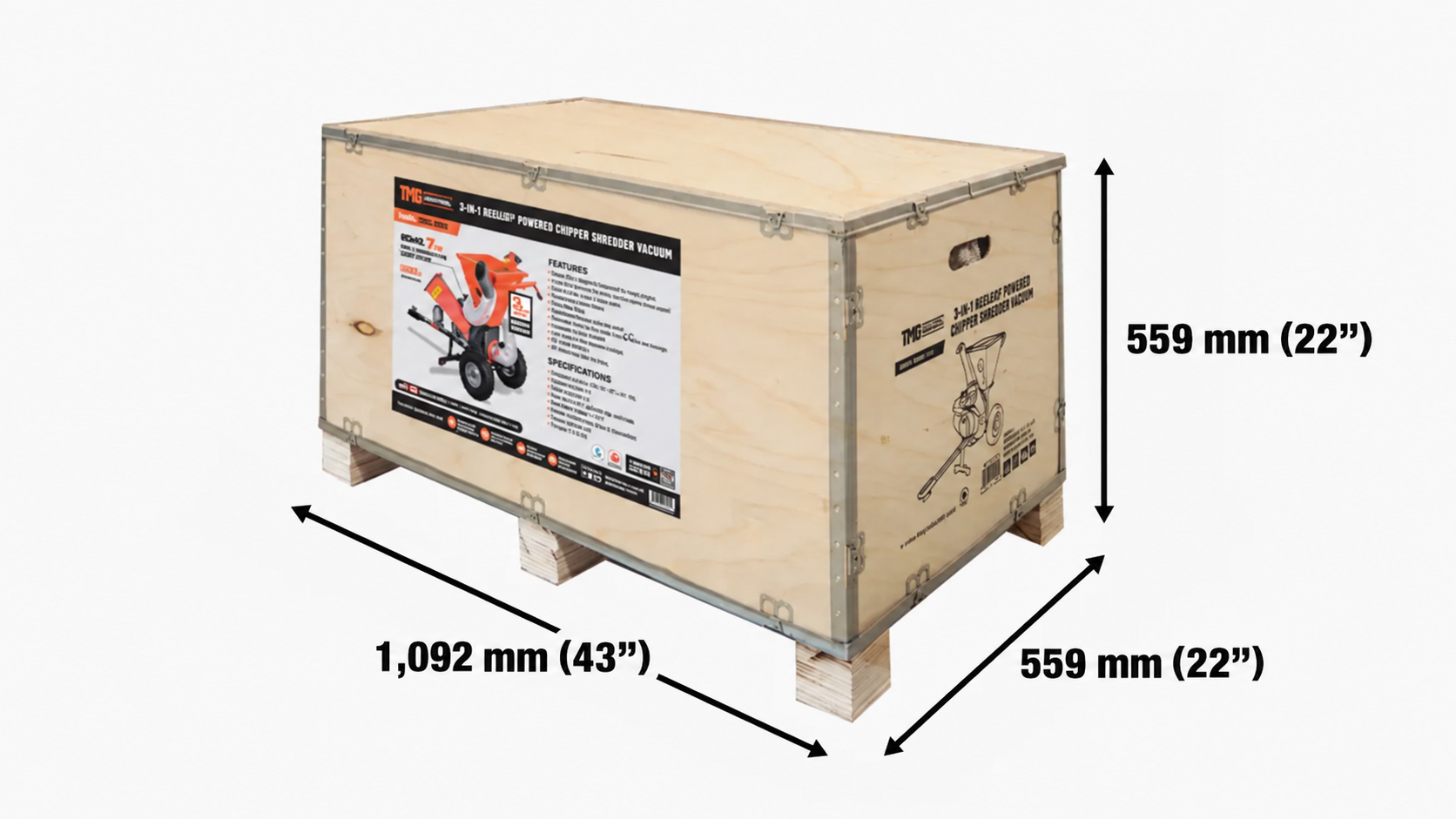 75 mm Wood Chipper Shredder Vacuum with 7 HP Gas Engine, 48 mm Hitch, ATV/UTV Tow Behind, TMG-GWC3L-shipping-info-image