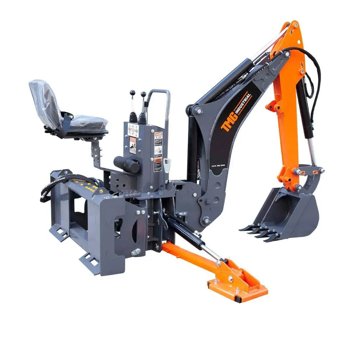 TMG 2740 mm Skid Steer Backhoe Attachment, Universal Mount, 180° Boom ...
