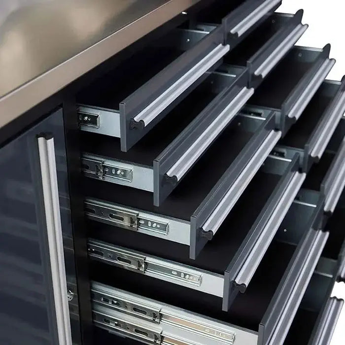 Pro Series 7-Ft 12-Drawer Workbench with Stainless Steel Top, Ball Bearing Double Slides & Casters TMG-WB712 TMG Industrial Australia