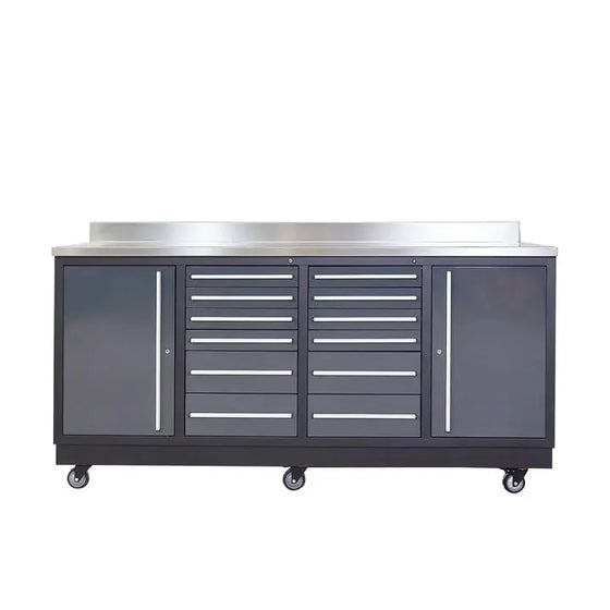 Pro Series 7-Ft 12-Drawer Workbench with Stainless Steel Top, Ball Bearing Double Slides & Casters TMG-WB712 TMG Industrial Australia