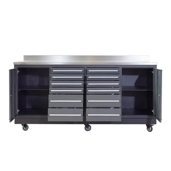 Pro Series 7-Ft 12-Drawer Workbench with Stainless Steel Top, Ball Bearing Double Slides & Casters TMG-WB712 TMG Industrial Australia