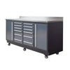 TMG Heavy Series™ 7-Ft 12-Drawer Workbench with Stainless Steel Top, Ball Bearing Double Slides & Casters, TMG-WB712