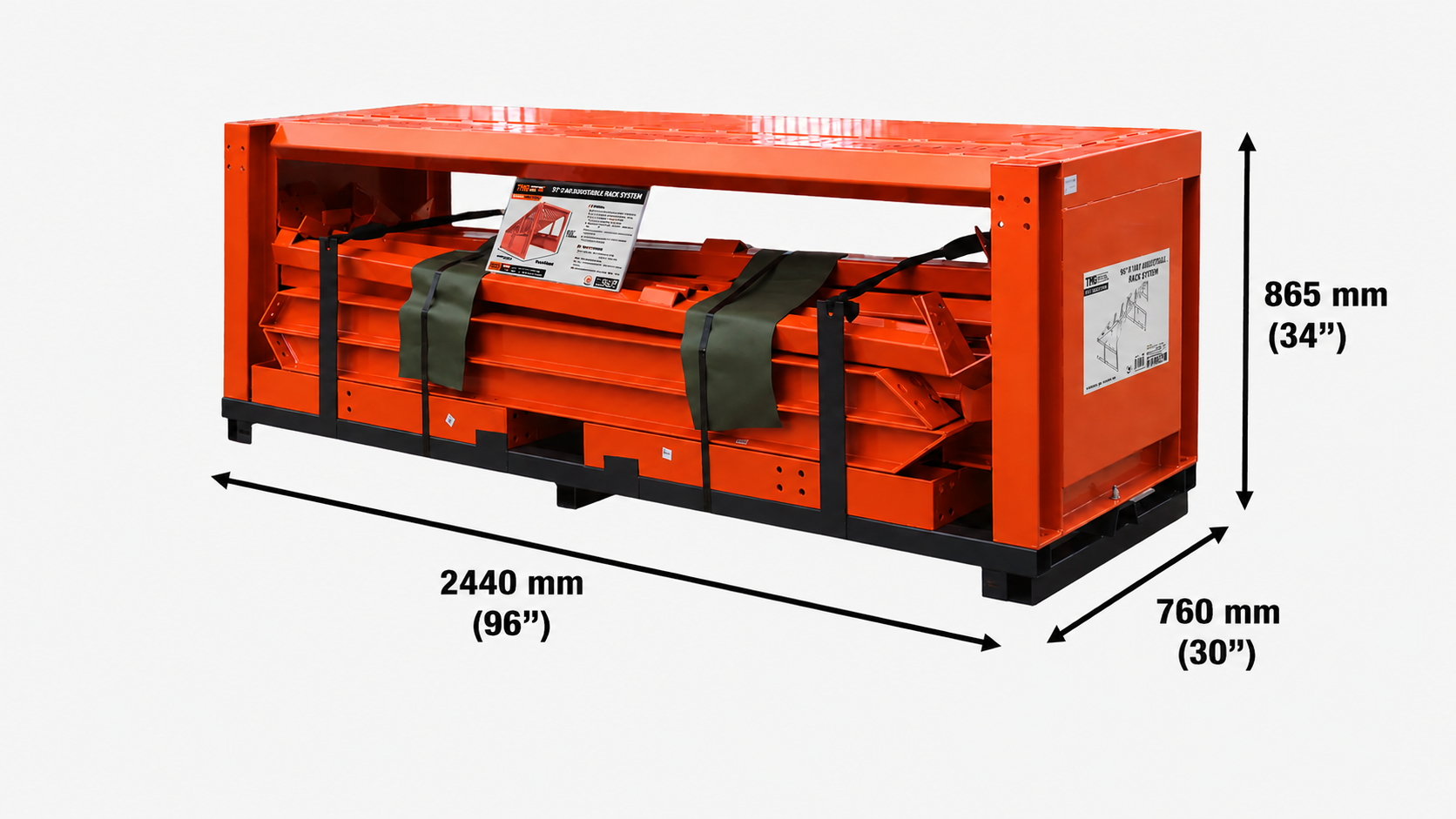244 cm Heavy-Duty Grizzly Rock Screen (8') with Adjustable Deck Bars, 2268 kg Capacity (5000 lb), TMG-RS08-shipping-info-image