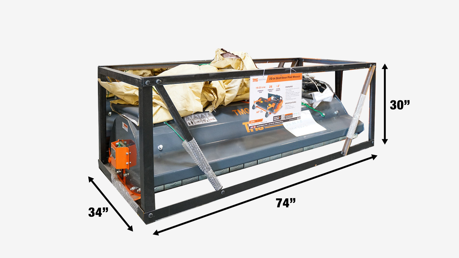 72” Hydraulic Skid Steer Flail Mower, TMG-SFM72-shipping-info-image