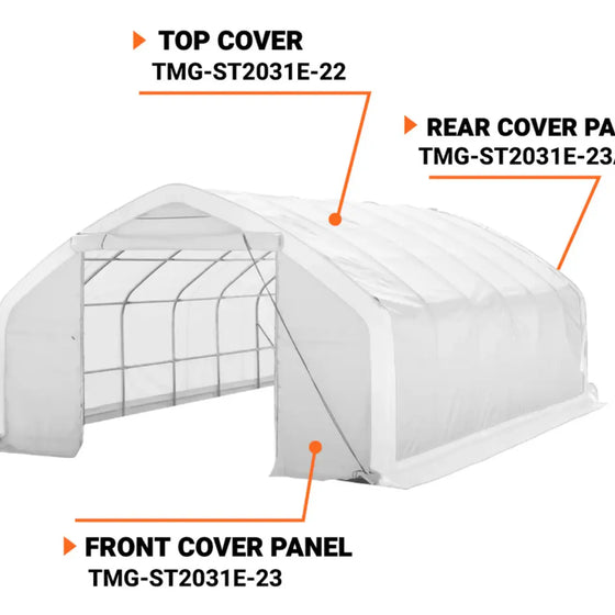TMG-ST2031V-23 Front end wall cover with door (17oz white PVC tarp)