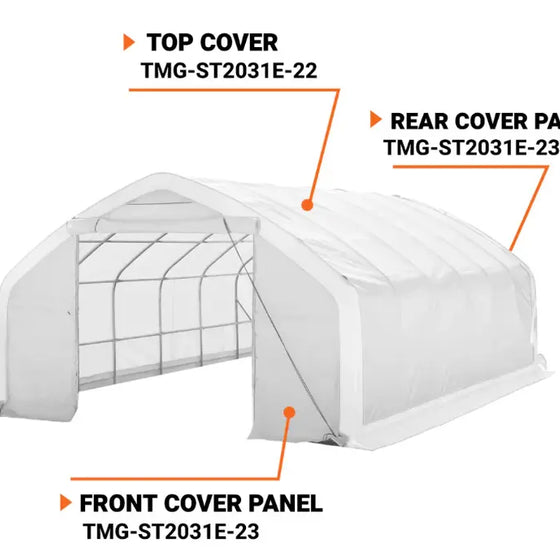 TMG-ST2031E-23 Front wall panel 11oz PE tarp (roll up door panel included)