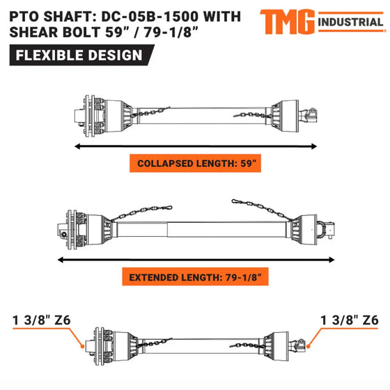 TMG-DC-05B-1500 PTO Shaft for TMG-TST48/70