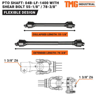 TMG-04B-LF-1400 PTO Shaft for TMG-TFMO50, TMG-TFMO60, TMG-TFMO70 TMG-Parts