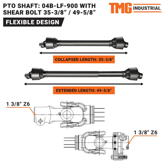TMG-04B-LF-900 PTO Shaft for TFMS50, TFMS60, and TFMS72 TMG-Parts