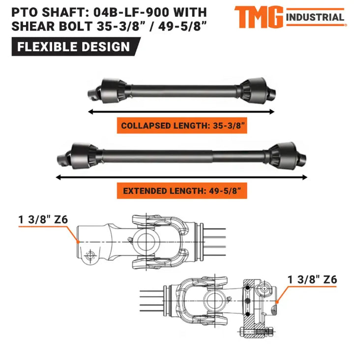 TMG-04B-LF-900 PTO Shaft for TFMS50, TFMS60, and TFMS72 TMG-Parts