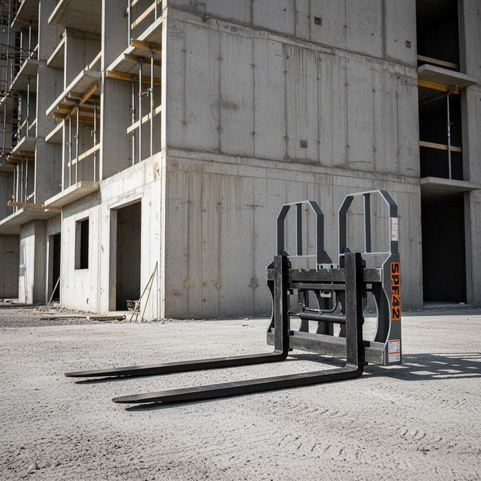 1,067 mm Pallet Fork for Skid Steer, Heavy Duty Class II Forks, 1,905 kg Capacity and Wide Guard, TMG-SPF42