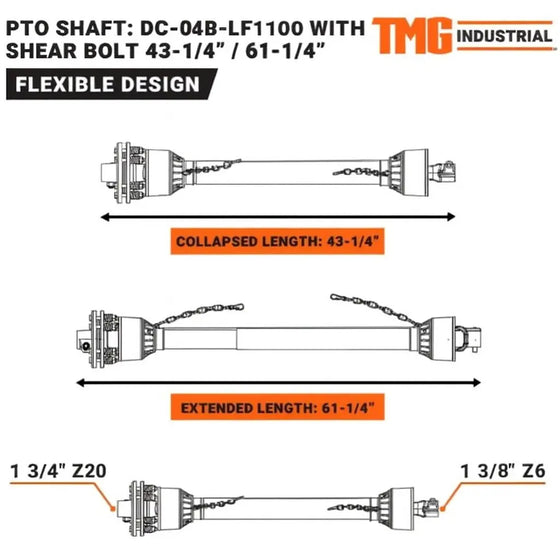 TMG-04B-LF-1100 PTO Shaft for TMG-RTO70 TMG-Parts