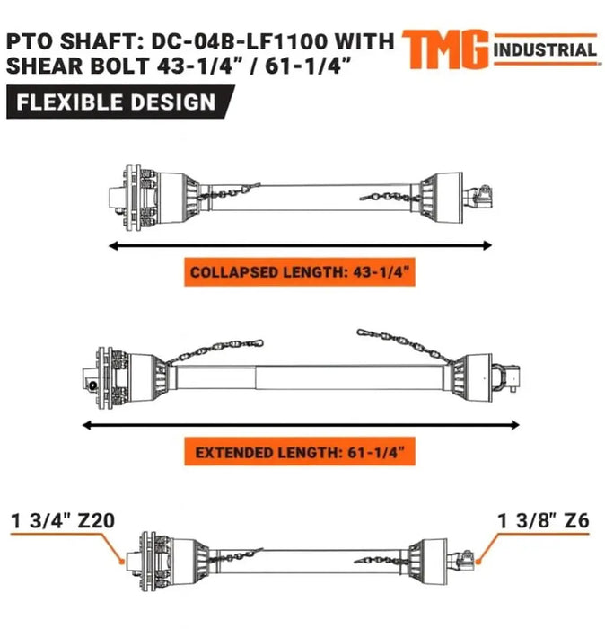 TMG-04B-LF-1100 PTO Shaft for TMG-RTO70 TMG-Parts