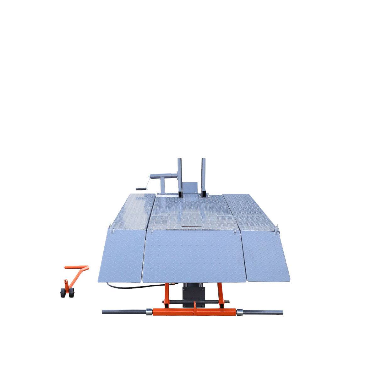 TMG Industrial 1000 lb Portable Motorcycle/ATV Scissor Lift, 44” Work Platform, 10” Side Panel Extensions, Front Vise Kit, TMG-1000PML
