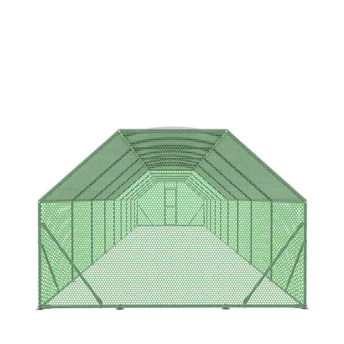 TMG Industrial 10’ x 60’ Wire Mesh Chicken Run Shelter Coop, Galvanized Steel, 600 Sq-Ft, Lockable Gate, PVC Coated Mesh, TMG-CRS1060