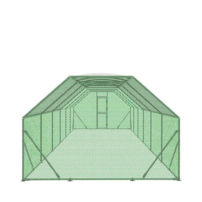 TMG Industrial 10’ x 40’ Wire Mesh Chicken Run Shelter Coop, Galvanized Steel, 400 Sq-Ft, Lockable Gate, PVC Coated Mesh, TMG-CRS1040