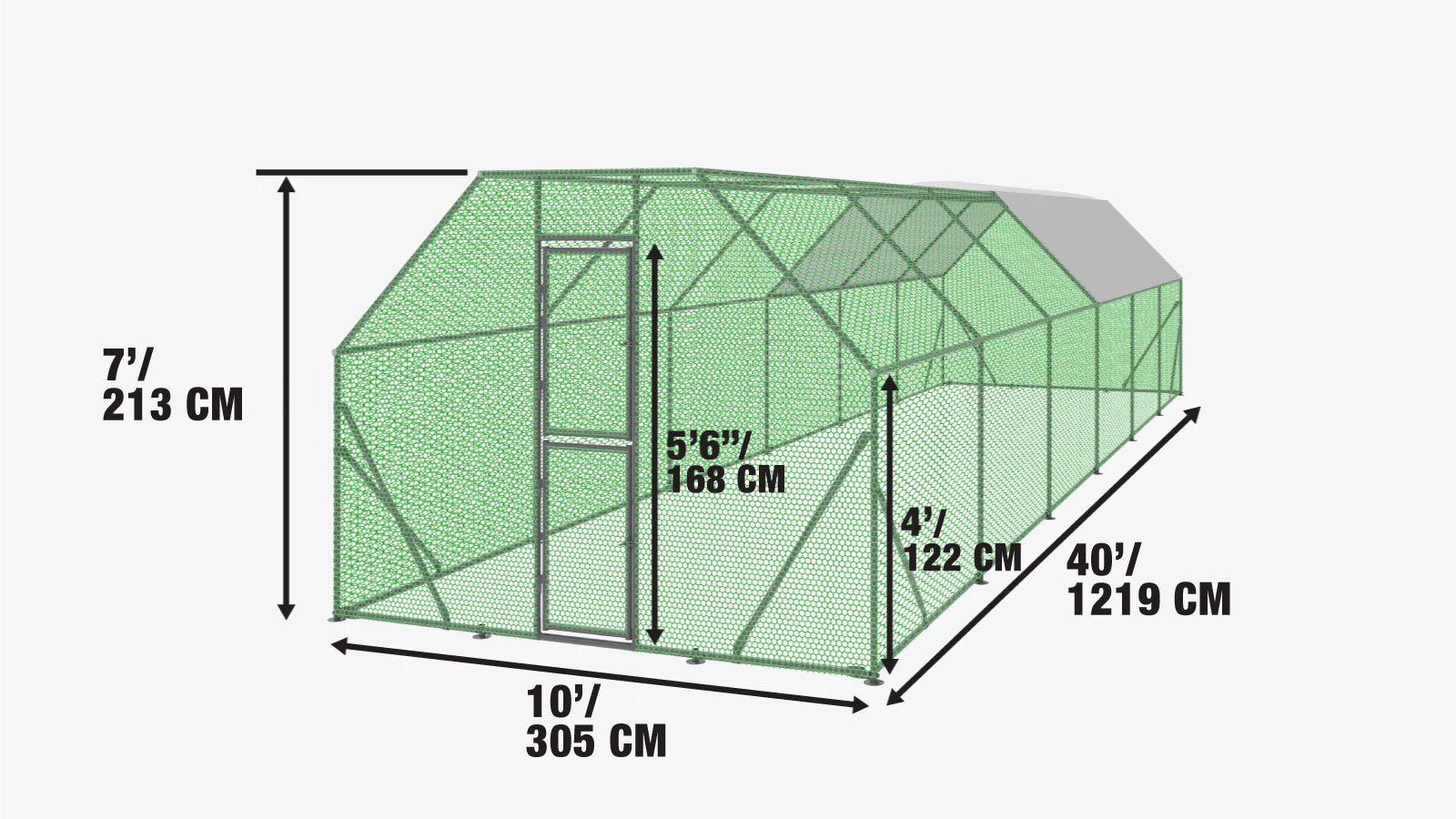 3 x 12 m Chicken Coop Run Shelter with Lockable Gate, 2 m High, 36 m², TMG-CRS1040-specifications-image