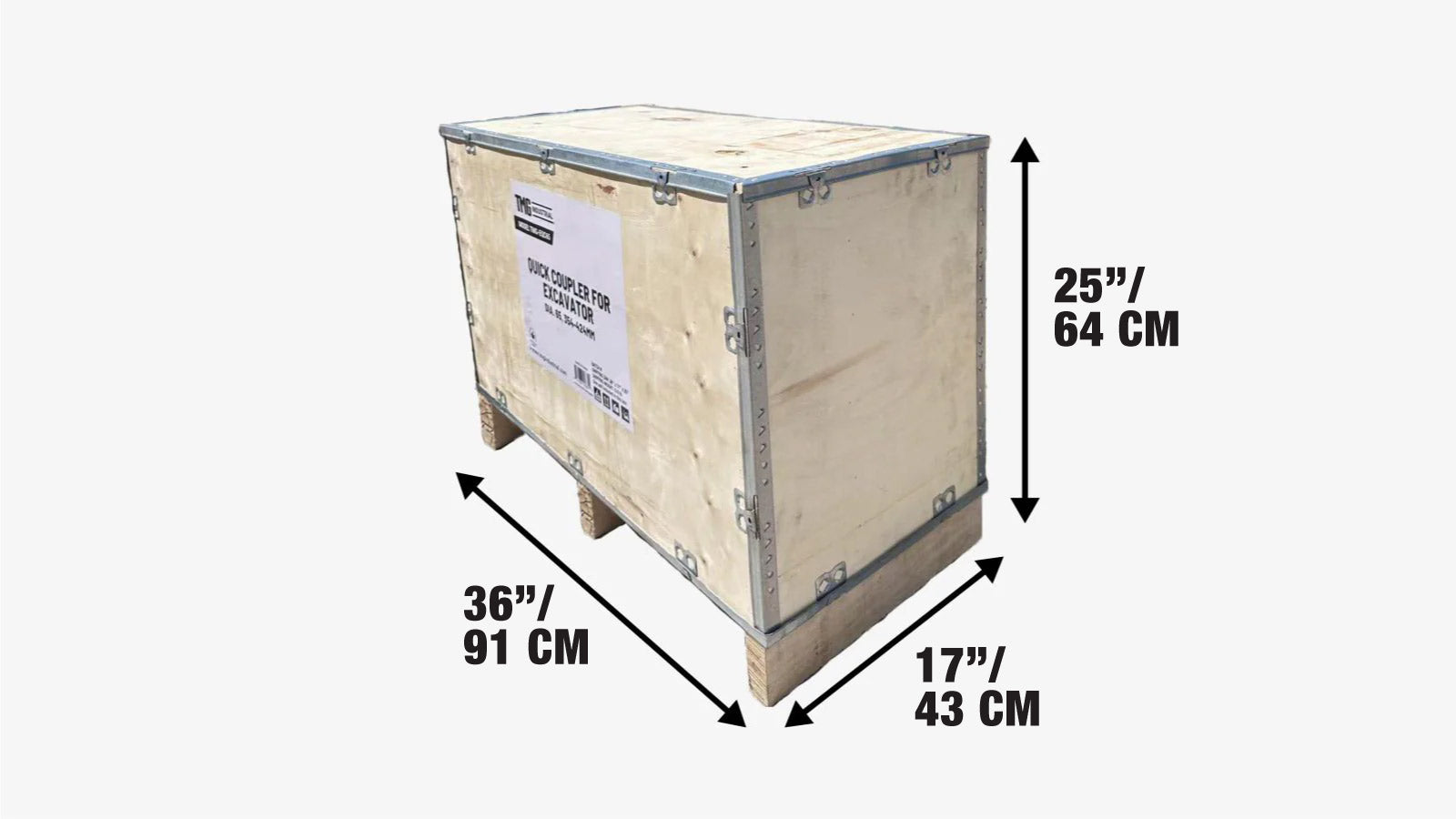 Quick Coupler for Excavator, 65mm Pin Dia., 354–424mm Pin Spread, TMG-EQC65-shipping-info-image