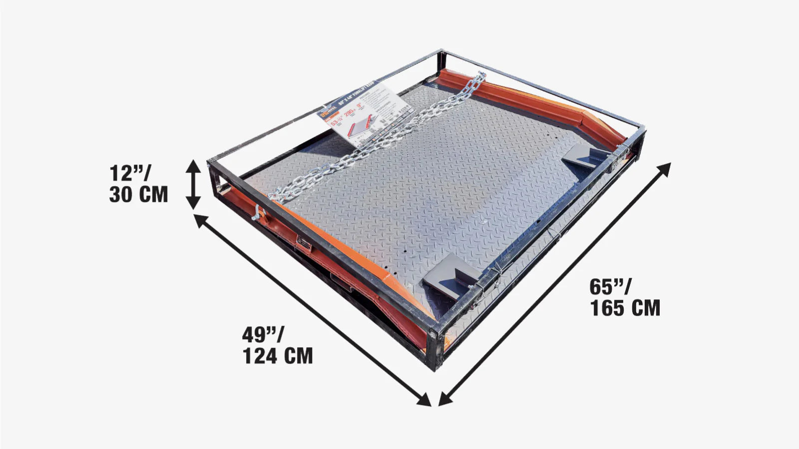 Forklift Ramp 1524 mm x 1219 mm, 1359 mm Usable Ramp Width, Locking Legs & Side Curbs, TMG-FLR13-shipping-info-image