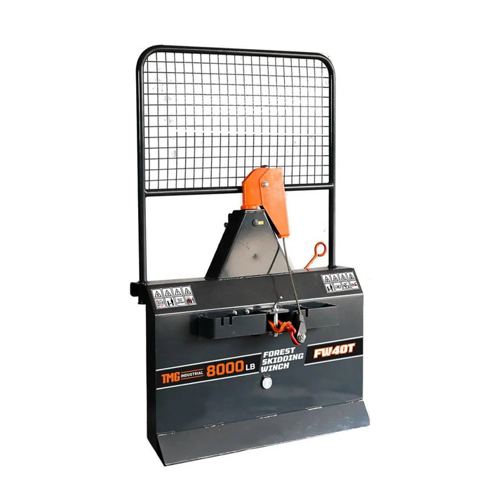 TMG Industrial 8000-lb 3-Point Hitch Forest Skidding Winch, 30-50 HP Tractor, Category 1 Hookup, 200’ Steel Cable, Tow-Behind, TMG-FW40T