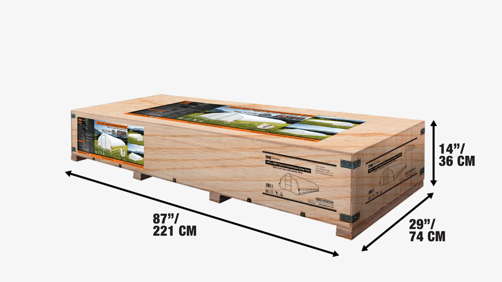 3.7 x 12 m Tunnel Greenhouse Grow Tent with 6 Mil Clear EVA Film, Roll-Up Sides, TMG-GH1240-shipping-info-image
